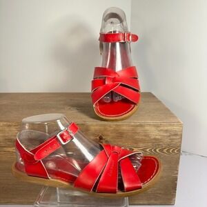Salt Water Sandals Original Criss Cross SZ 9 Red Leather Strappy Boho Festival